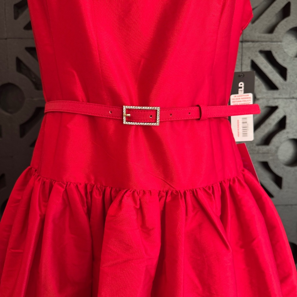 NWT Karl Lagerfeld Paris | Taffeta Drop-Waist Ball Gown - Picture 5 of 14